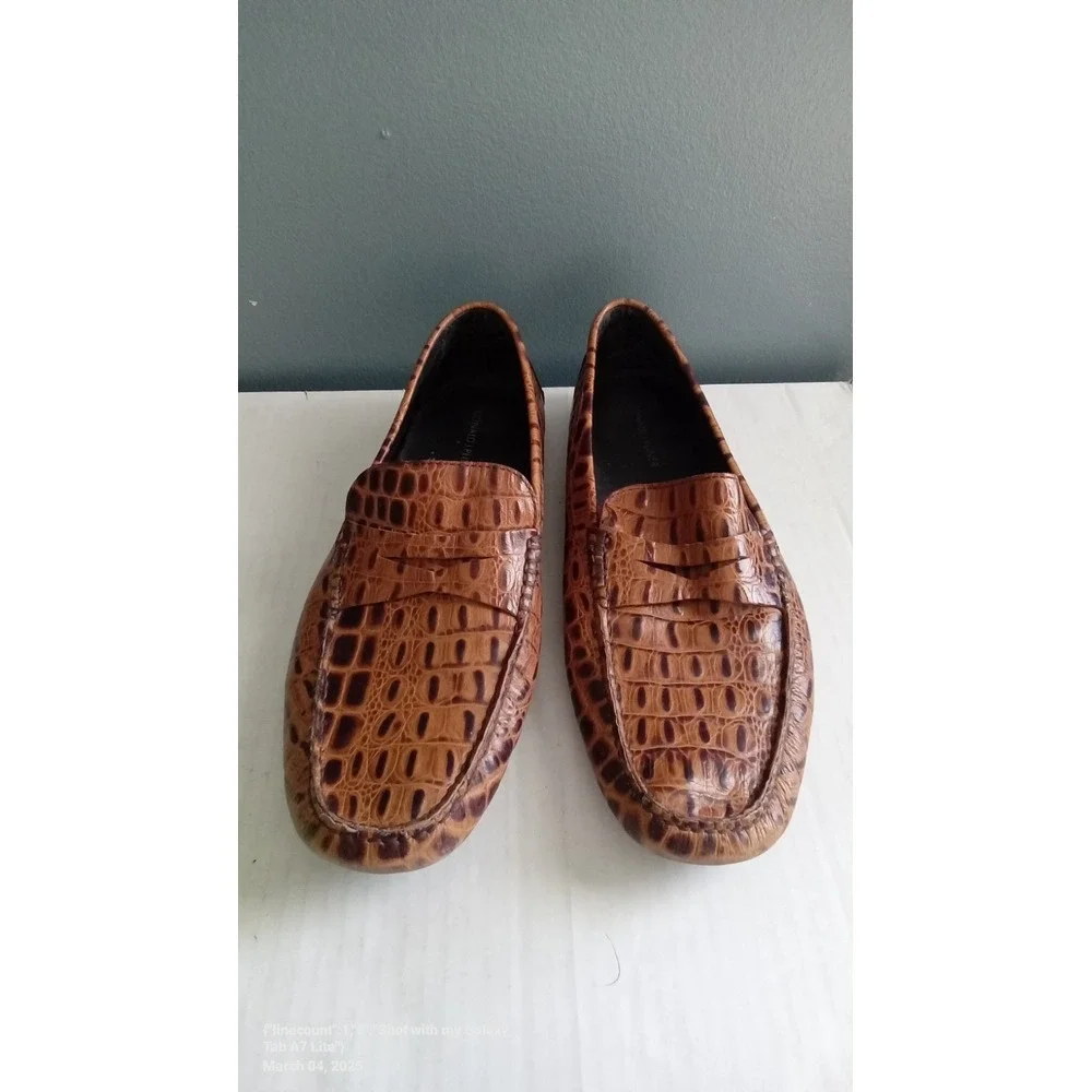 DONALD J. PLINER VINCO 2 Crocodile Print Driving Loafers in‎ Cognac 12 M